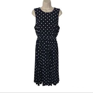 Ralph Lauren Navy Polka Dot A-Line Dress with Tie Waist